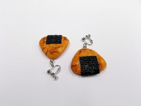Senbei (Japanese Cracker) with Seaweed (small) Clip-On Earrings