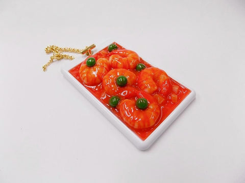 Stir-Fried Shrimp with Chili Sauce Pass Case with Charm Bracelet