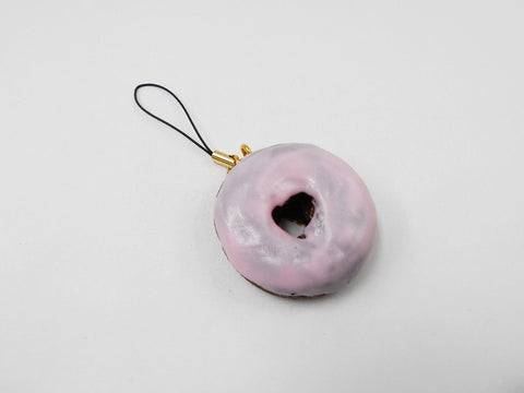 Strawberry Frosted Chocolate Doughnut (small) Cell Phone Charm/Zipper Pull