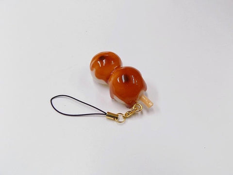 Toasted Dumplings Covered in a Soy & Sugar Sauce (2-piece with Skewer) Cell Phone Charm/Zipper Pull